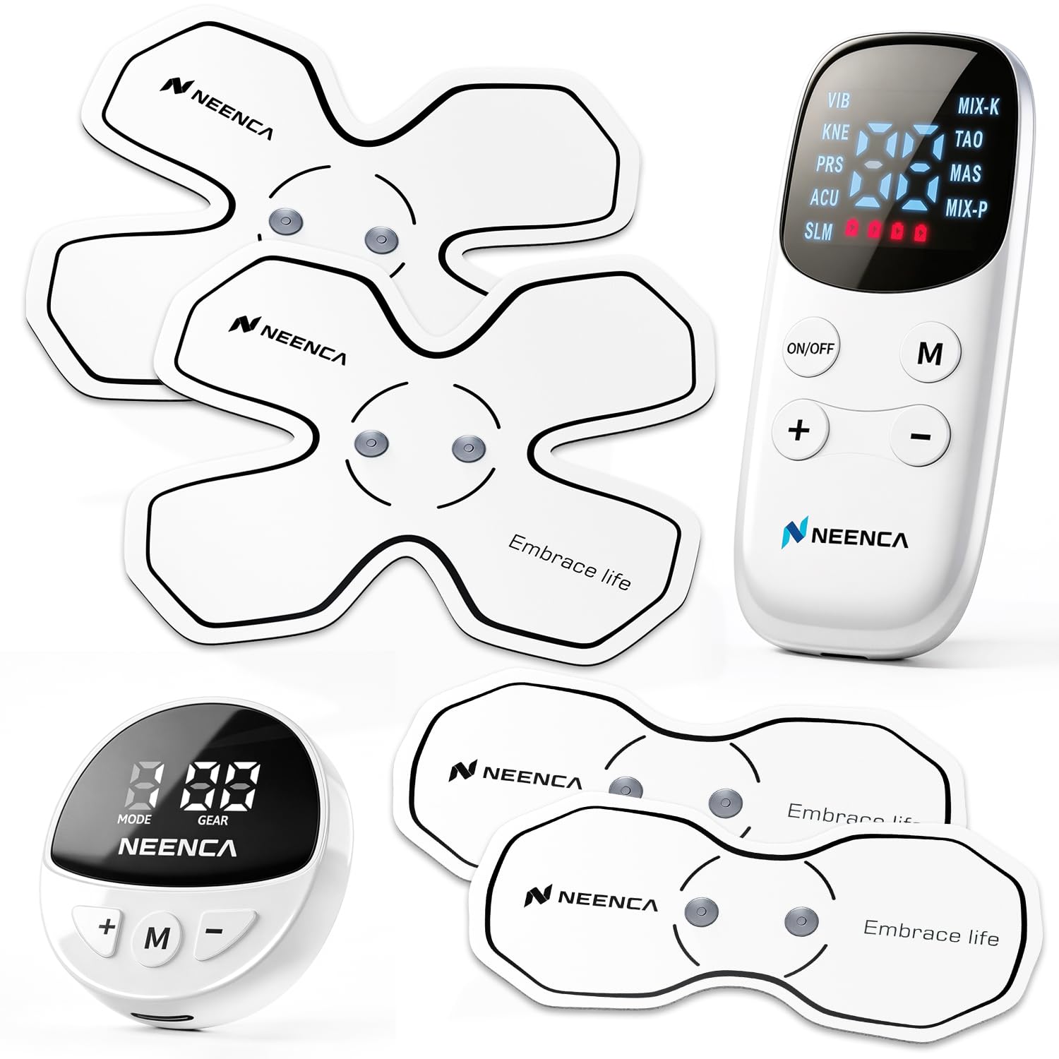 NEENCA Wireless TENS Unit Muscle Stimulator, Smart Rechargeable TENS EMS Muscle Massager for Knee/Shoulder/Back Pain Relief. 4 TENS Pads with Remote Control for Physical Therapy,9 Modes 19 Intensities