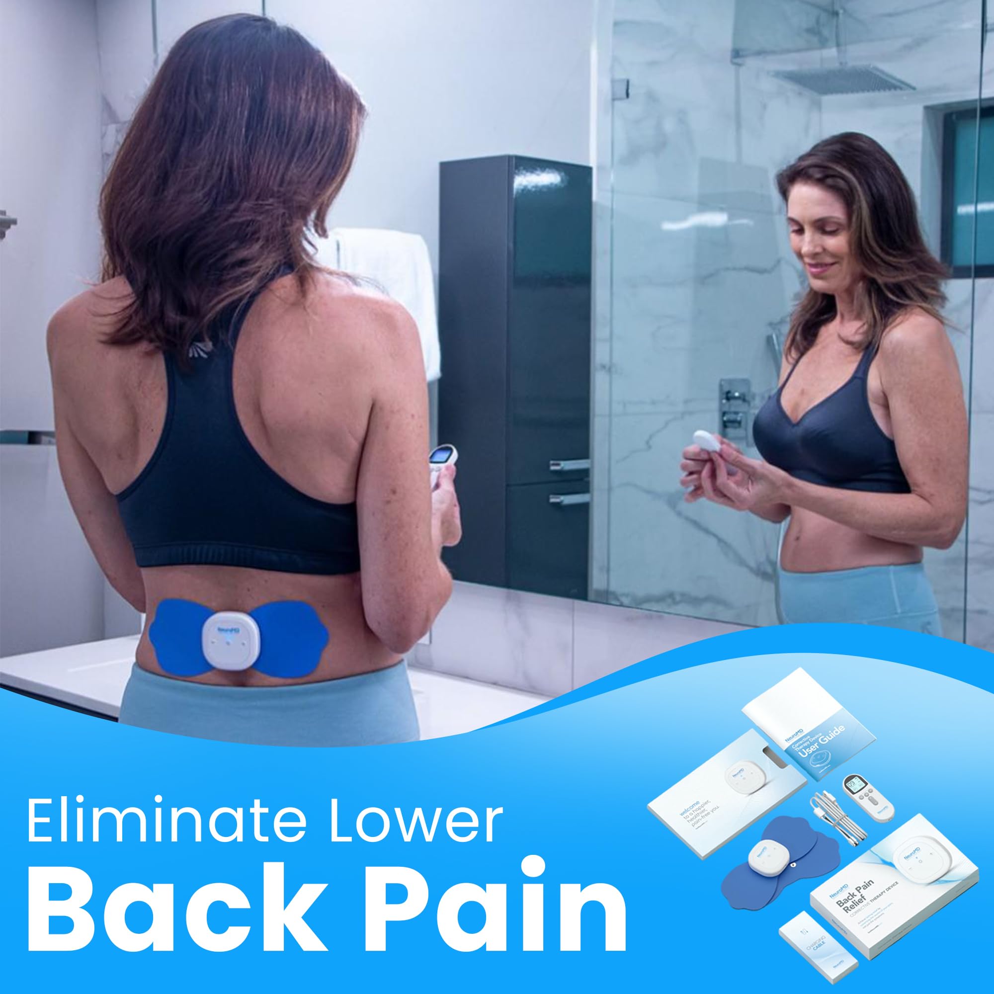 NeuroMD: Corrective Therapy Device for Back Pain - FSA-HSA Eligible NMES Wireless Muscle Stimulator for Pain Relief: 2 Studied Modes for Targeted Back Pain, Muscle Strengthening & Sciatica Support