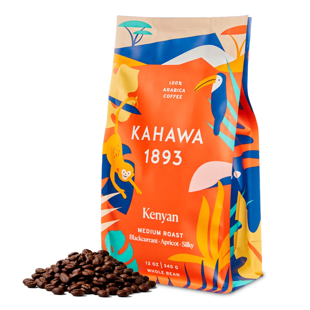 Kahawa 1893 Whole Bean Coffee Medium Roast Kenyan Blend 12 Oz - As Seen on Shark Tank, High Antioxidants, Naturally Sweet, Organically Grown, Ethically & Sustainably Sourced