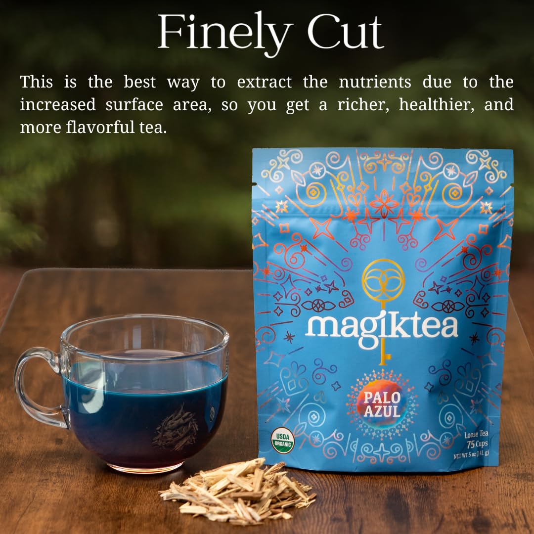 Magiktea Palo Azul, Loose Tea 5 oz (75 cups), USDA Organic, Kidneywood, Caffeine-Free
