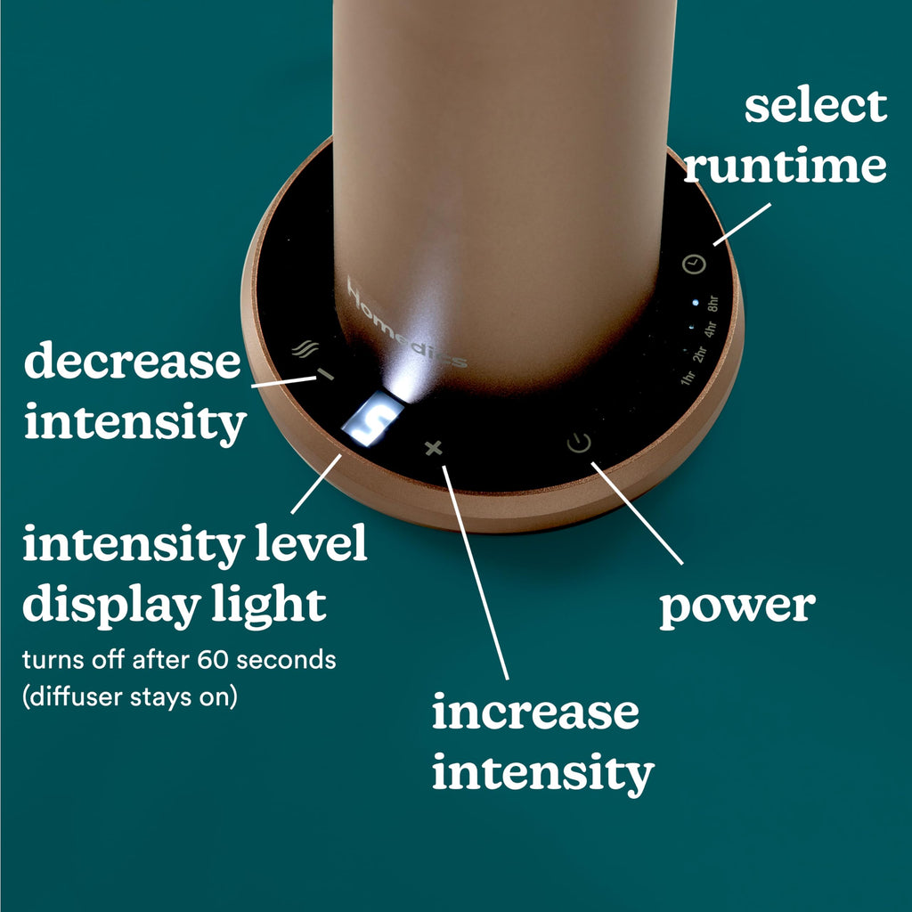 Homedics SereneScent Waterless Essential Oil Diffuser, Home Fragrance Scent Diffuser for Large Rooms, No Water Needed, Patented Air Diffusion Technology, Oil Sold Separately, Champagne
