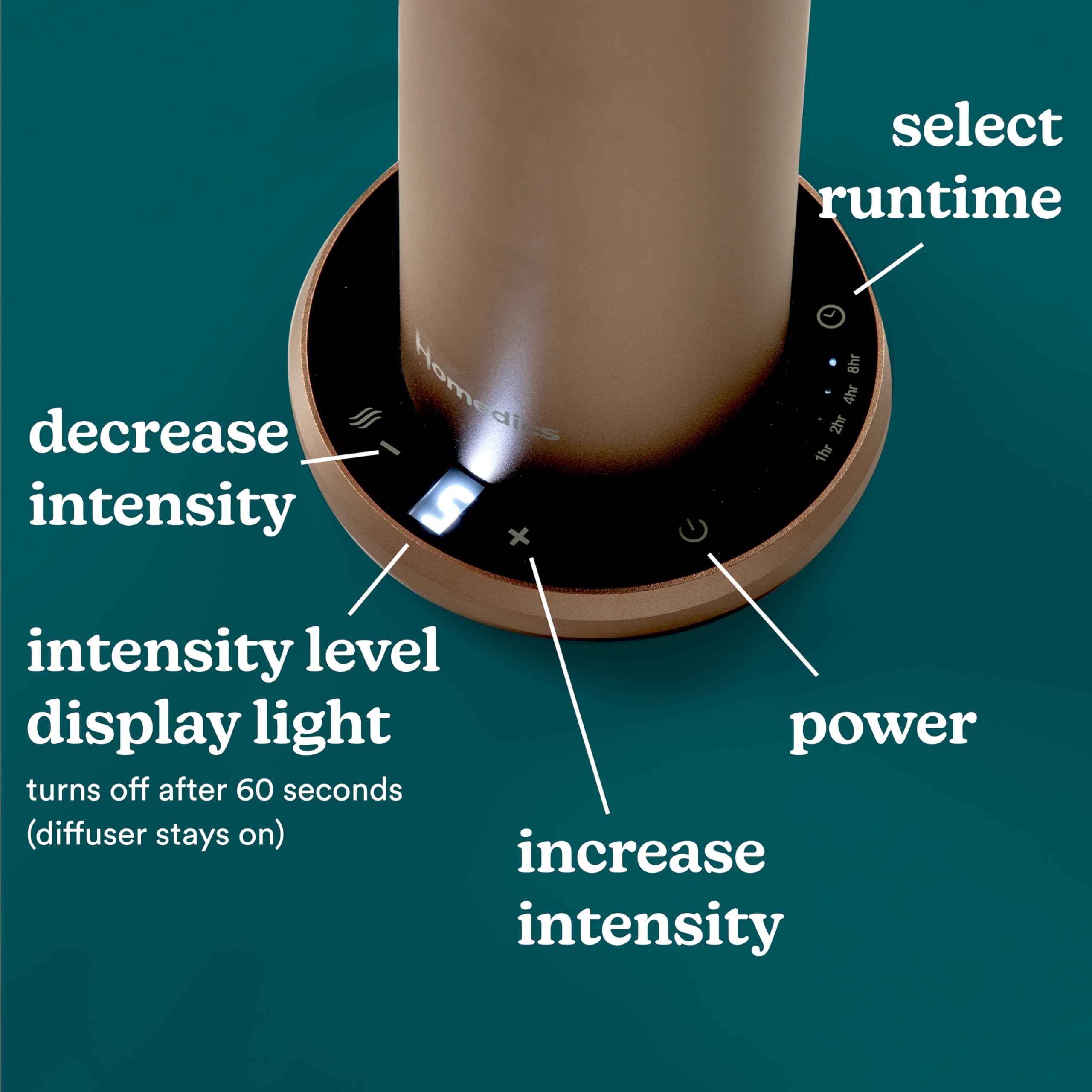 Homedics SereneScent Waterless Essential Oil Diffuser, Home Fragrance Scent Diffuser for Large Rooms, No Water Needed, Patented Air Diffusion Technology, Oil Sold Separately, Champagne