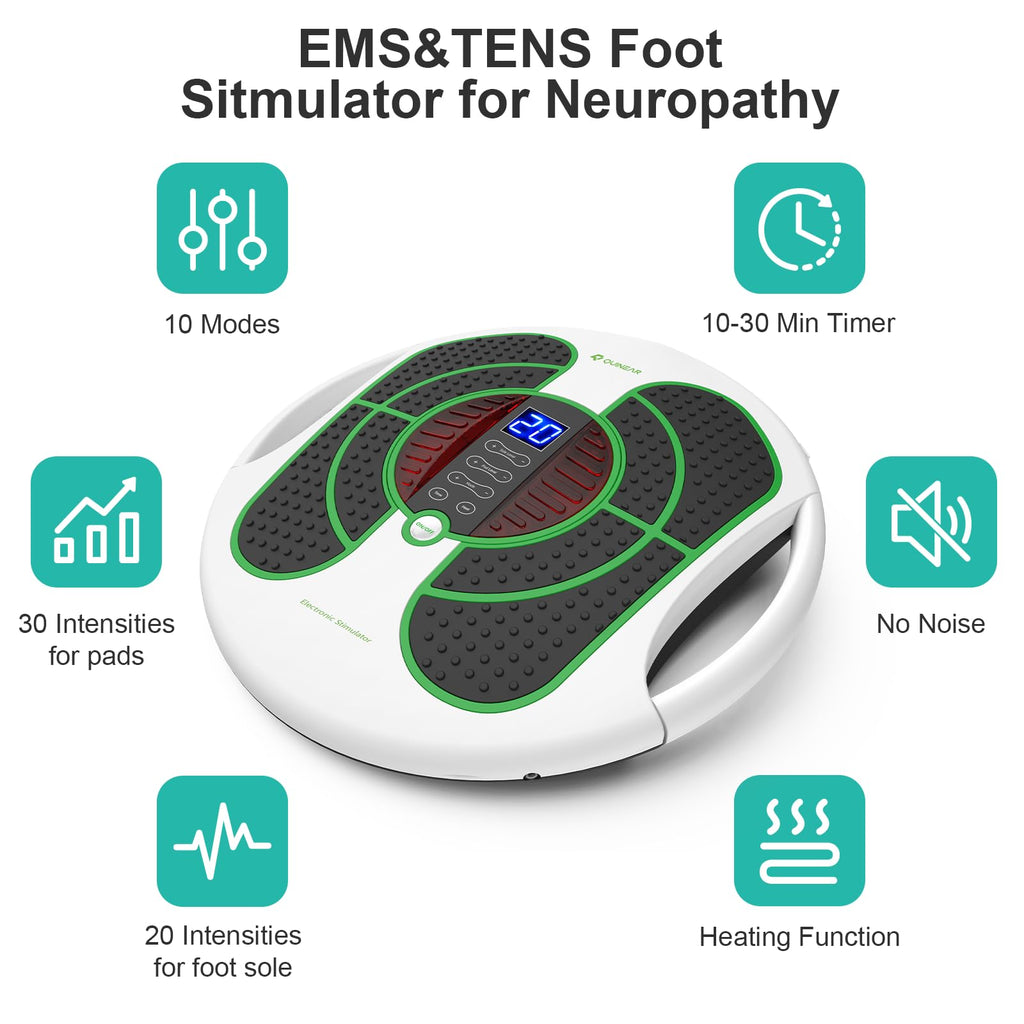 QUINEAR Foot Massager with TENS & EMS for Neuropathy, Foot Stimulator for Pain Relief and Circulation, Nerve Muscle Massager with Remote Control, Relieve Swelling and RLS