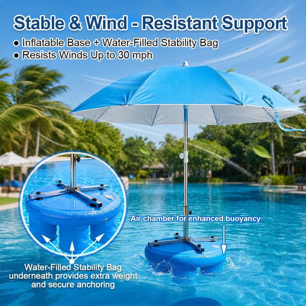 Abimars Floating Pool Umbrella, 6.5ft In-Pool Sunshade with UV-Resistant Coating, Portable Outdoor Shade Canopy for Pool, Lake & Beach, Travel-Friendly