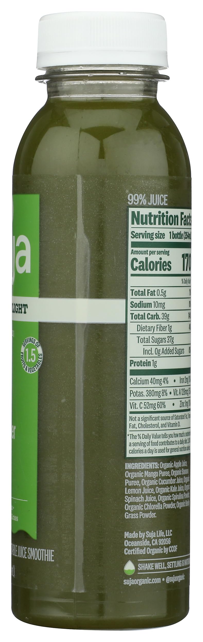 Suja Green Delight Organic & Cold Pressed Fruit and Vegetable Juice Smoothie, 12 Fl Oz Bottle