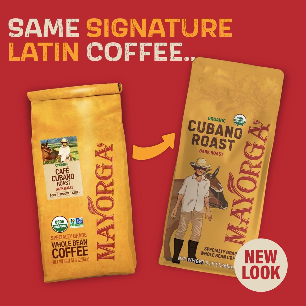 Mayorga Dark Roast Coffee 5lb bag Cubano Roast 100% Arabica Café Whole Coffee Beans - Smoothest Organic Coffee - Specialty Grade, Non-GMO, Direct Trade