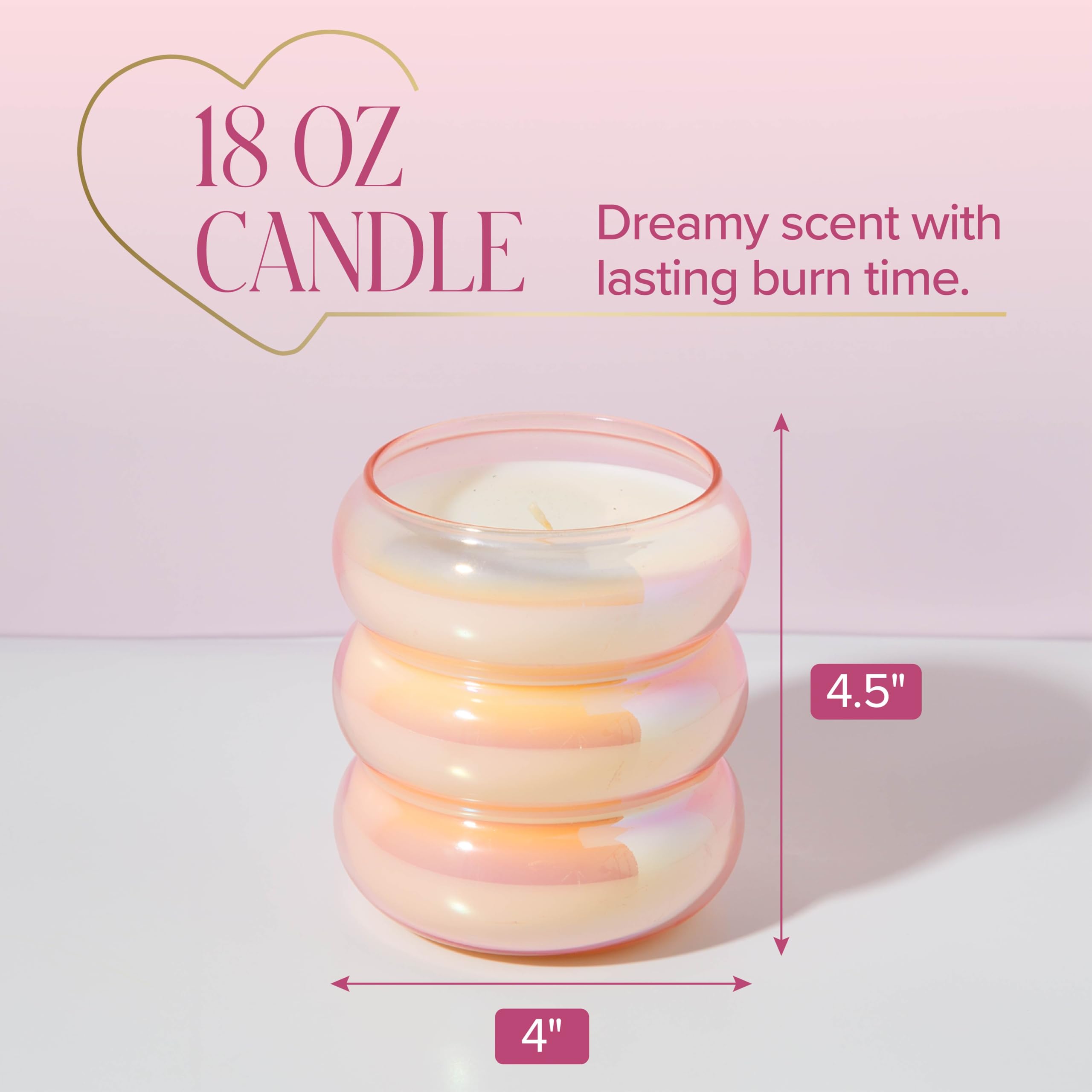 Paris Hilton Cupcake Sprinkles Scented Candle, Bubble Glass Vessel with Pink Iridescent Finish, Premium Plant Wax Blend, Cotton Wick, 18-Ounce
