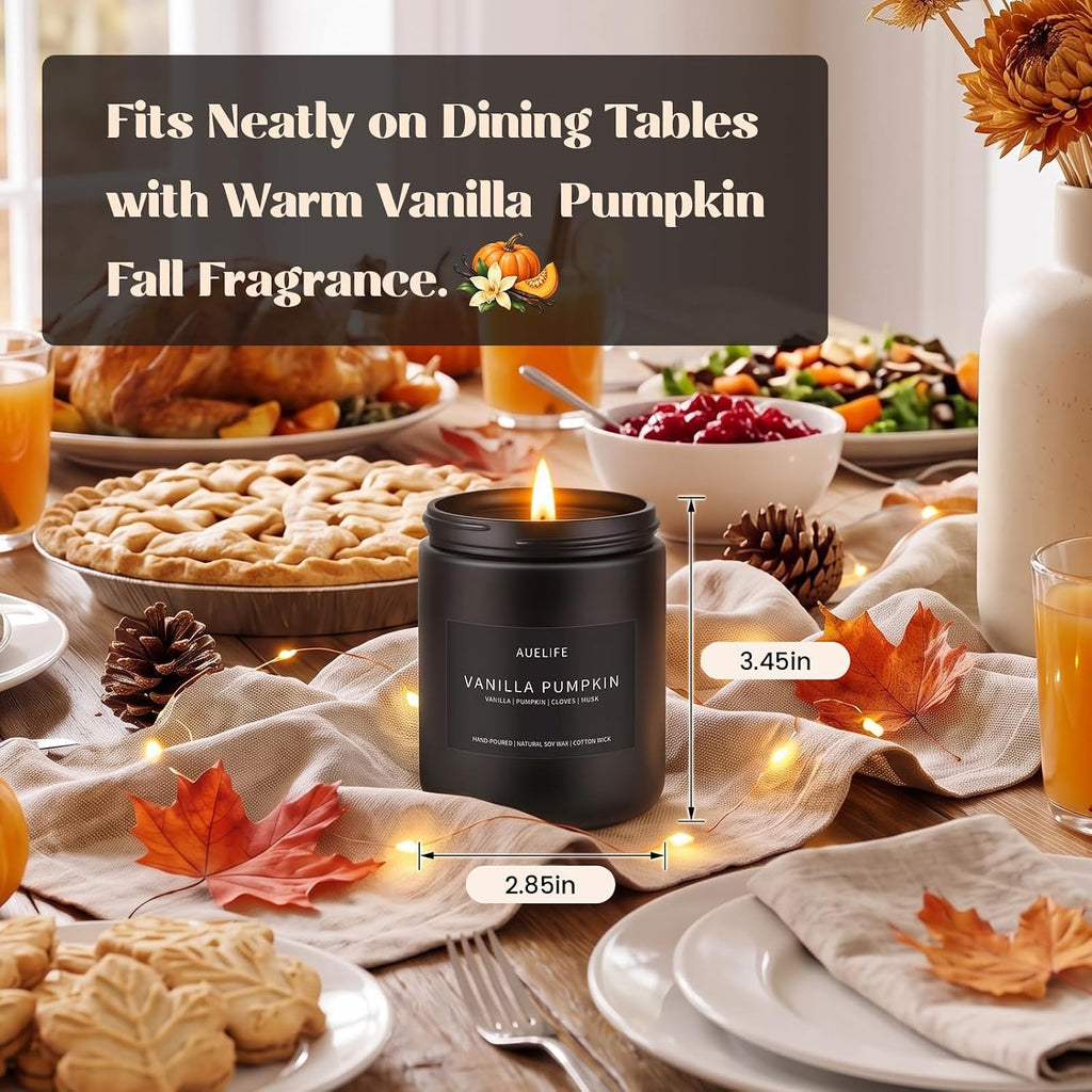 Fall Candle, Vanilla Pumpkin Scented for Home, Soy Wax