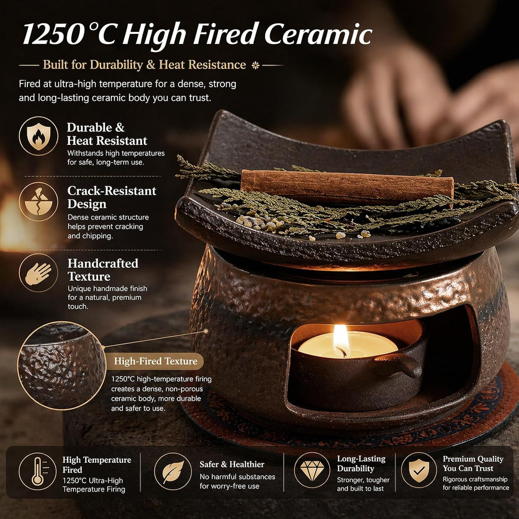 Zen Herb Burner Kit, 1250°C High-Fired Aromatherapy Burner Set, Herb Burner