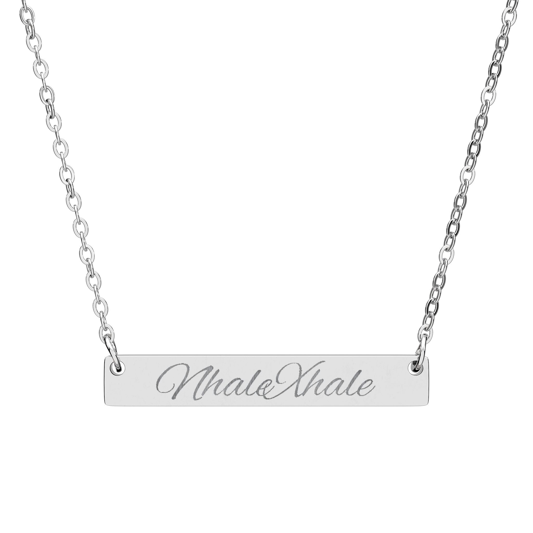NhaleXhale Engraved Horizontal Bar Necklace
