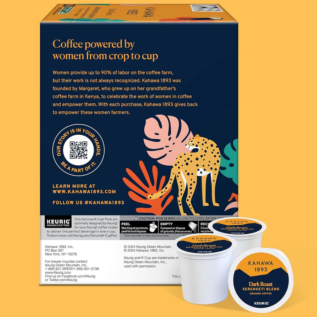 Dark Roast Coffee K-Cup Pods Serengeti Blend (20 Count) - as Seen on Shark Tank, Low Acid, High Antioxidants, Naturally Sweet, Organically Grown, Ethically & Sustainably Sourced