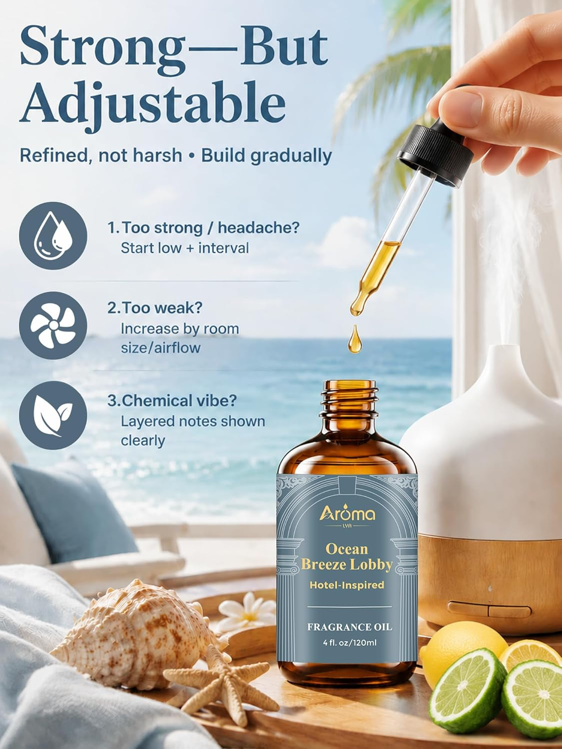 Ocean Breeze Lobby Fragrance Oil, Hotel-Inspired Coastal Resort Scent, Diffuser Oil for Home Diffusers and Crafting