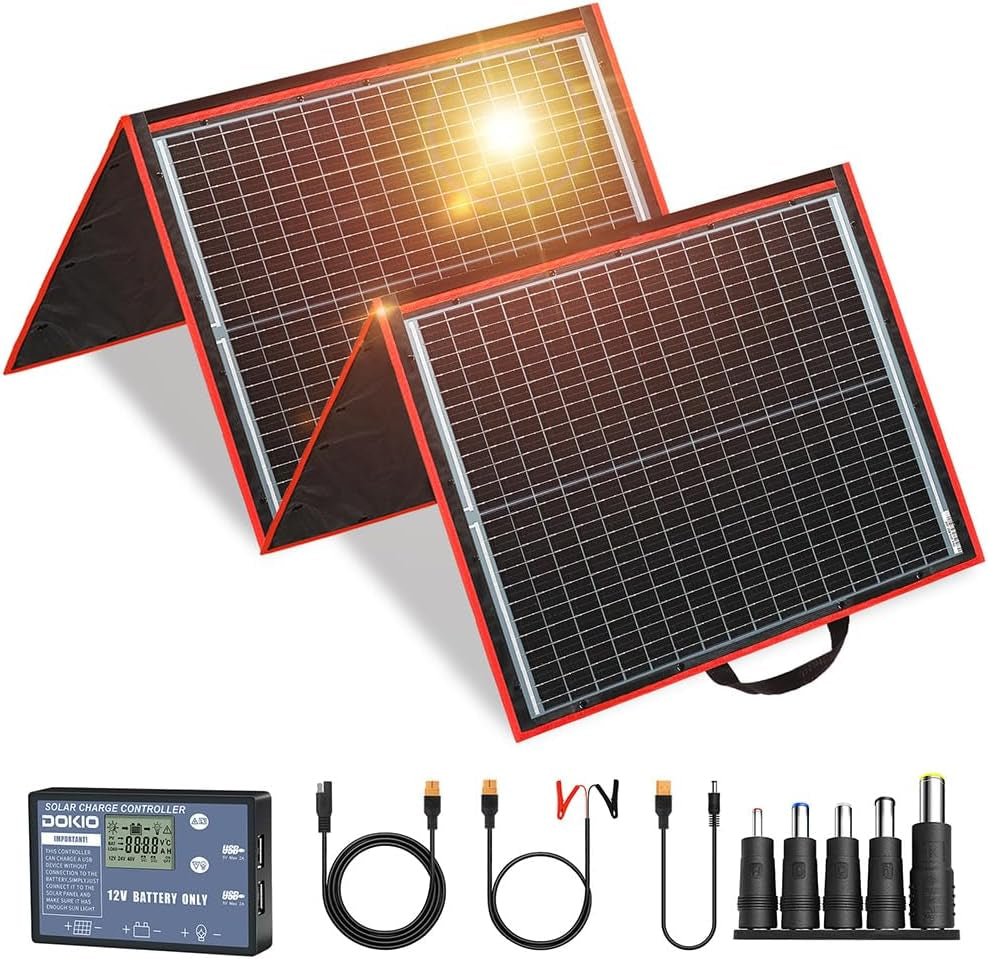 150W Portable Foldable Solar Panel Kit, Compact 21X20In Design 7.3Lb with Standalone Controller and USB, Monocrystalline Charger for 12V Batteries, Power Stations, RV Camping Emergency Use