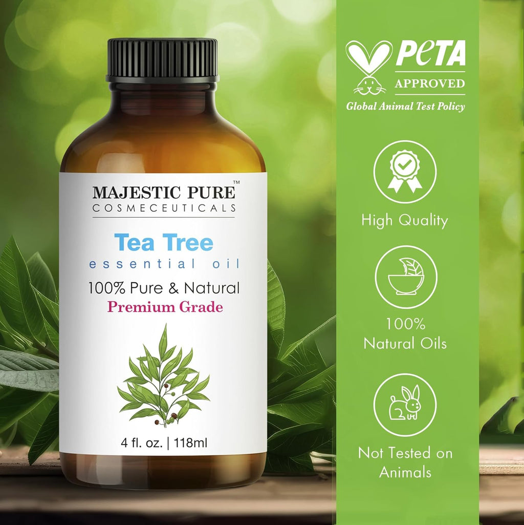 Essential Oil with Glass Dropper - 100% Pure and Natural - Essential Oils for Diffuser, Aromatherapy, Soap and Candle Making, Tea Tree Essential Oil, Tea Tree Oil, 4 Fl Oz