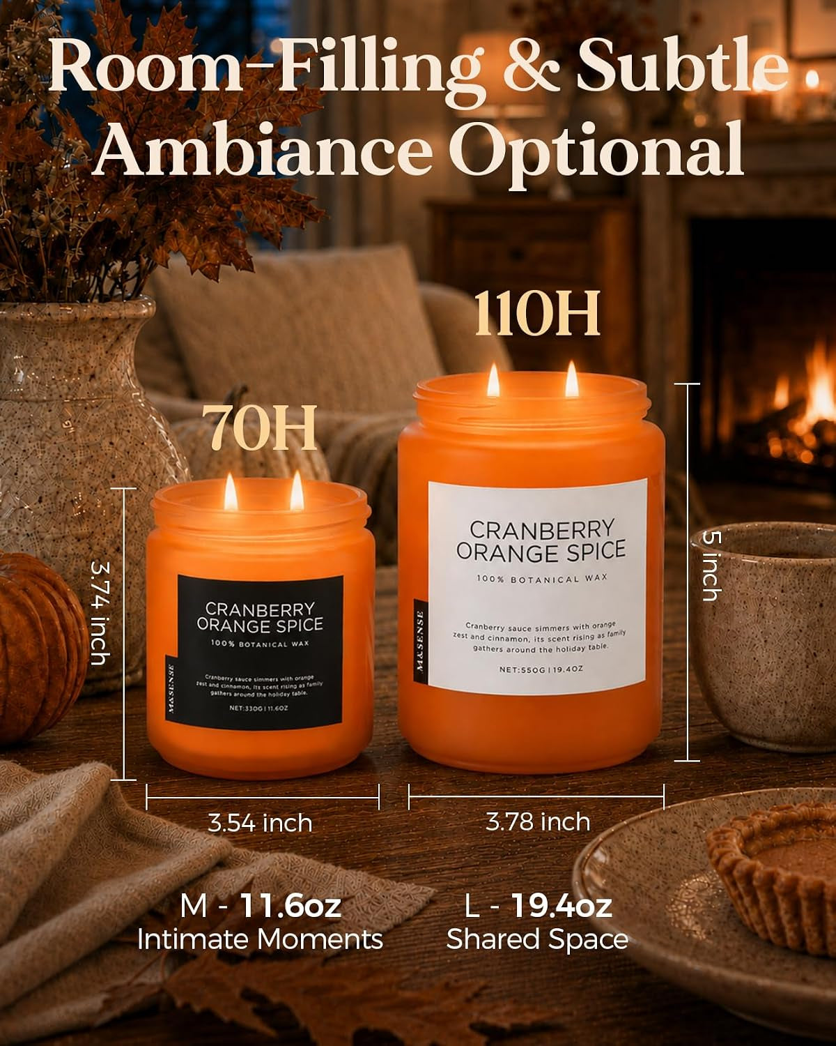 Cranberry Orange Spice Holiday Candle 11.6Oz for Festive Home Decor