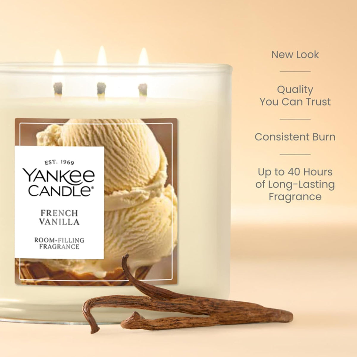 French Vanilla Scented Candle, 14.5Oz 3-Wick