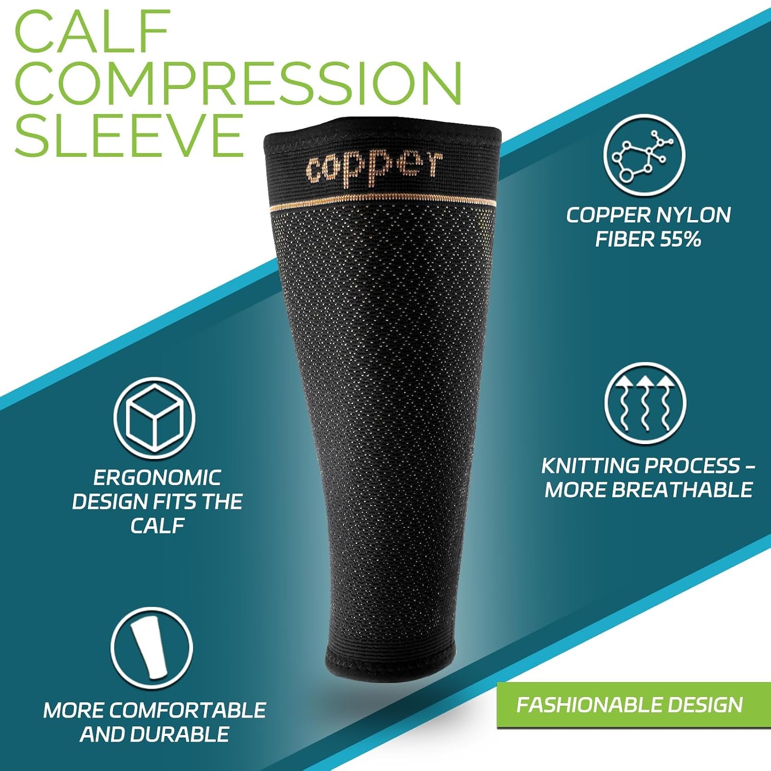 Copper Calf Leg Guard for Men and Women for Pain Relief, Running, Hiking, Cycling(Medium)