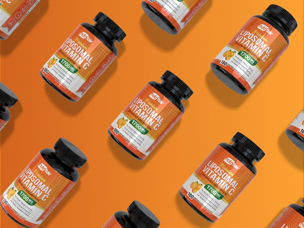 NutriFlair Liposomal Vitamin C 1700mg, 180 Capsules - High Absorption, Fat Soluble VIT C, Higher Bioavailability Immune System Support & Collagen Booster, Non-GMO, Vegan Pills