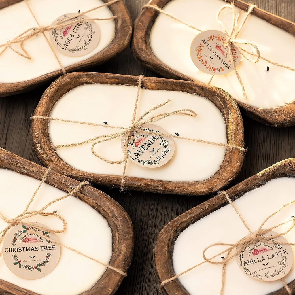 Red Barn Candle Company Wood Dough Bowl Candles | 100% Natural Soy Wax & Essential Oil Infused | Odor Eliminating + Pet Safe | Scented Candle Gifts for Men & Women (3-Wick, Lemon Verbena)