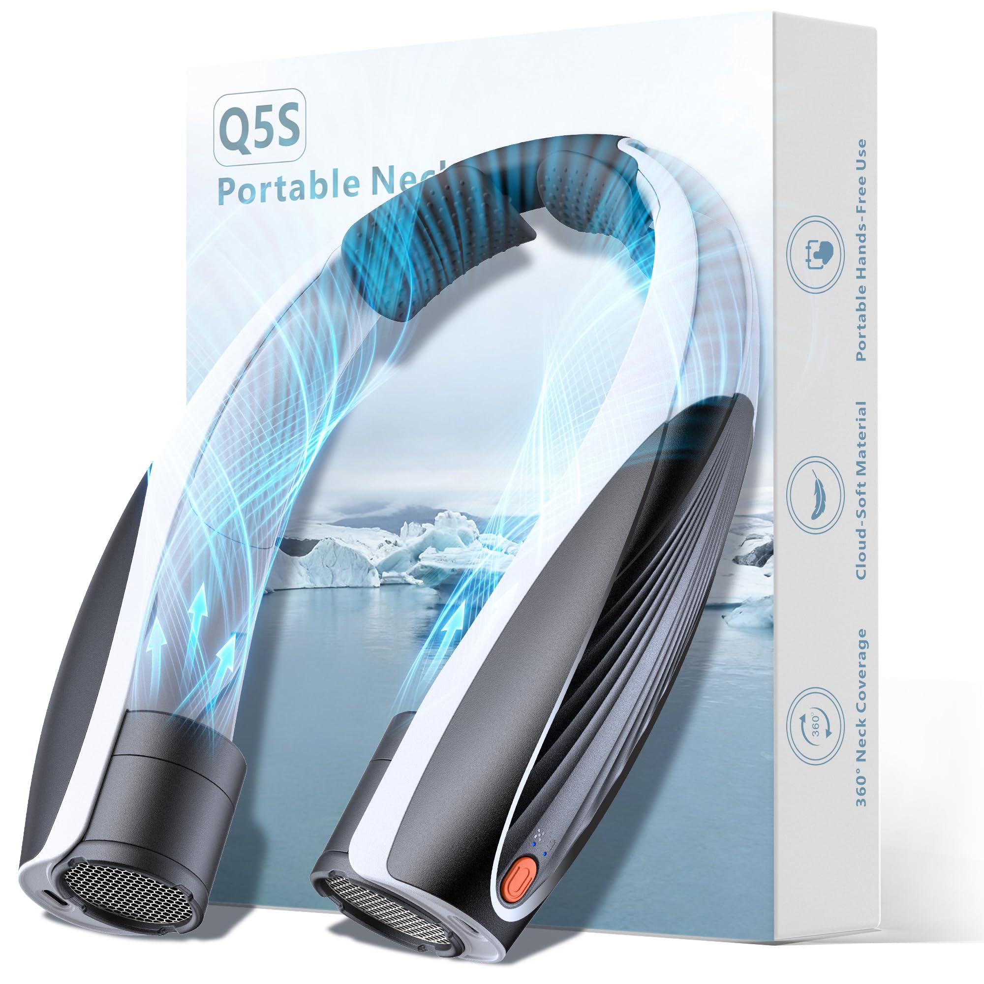 Kesguar Portable Neck Fan, 20H RunTime Cooling Fan, 6 Speeds 360° Airflow Personal Fan, Rechargeable Hands Free with 6000mAh Battery Wearable fan Gifts for Women Men Outdoor Travel Camping