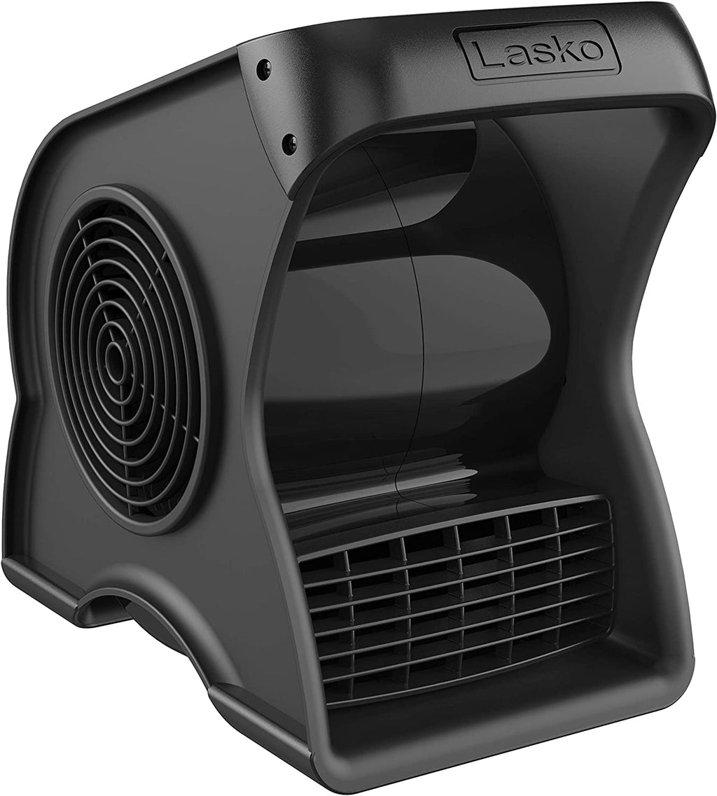 Lasko High Velocity Portable Utility Fan - Adjustable Air Mover Blower Fan for Bedroom, Office Desk, Garage, and Home - with 2 Outlets 120V - 3 Speeds - U12104 - 12" Tall - Black