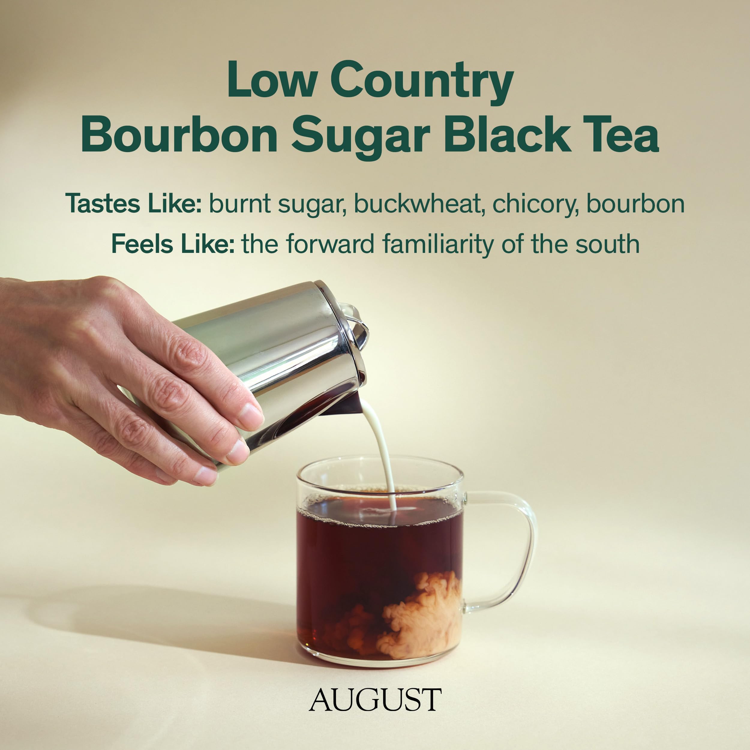 August Uncommon Low Country Bourbon Sugar Black Tea – Vegan, Non-GMO Loose Tea Leaves – Wild Flavor – 1.75oz Resealable Pouch