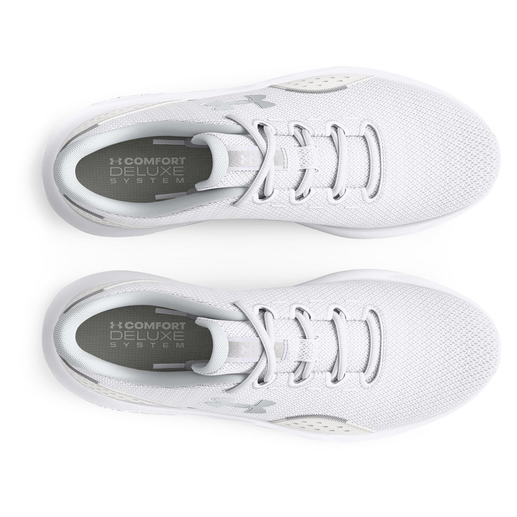 Under Armour Women's Charged Surge 4, (100) White/Distant Gray/Metallic Silver, 8.5, US