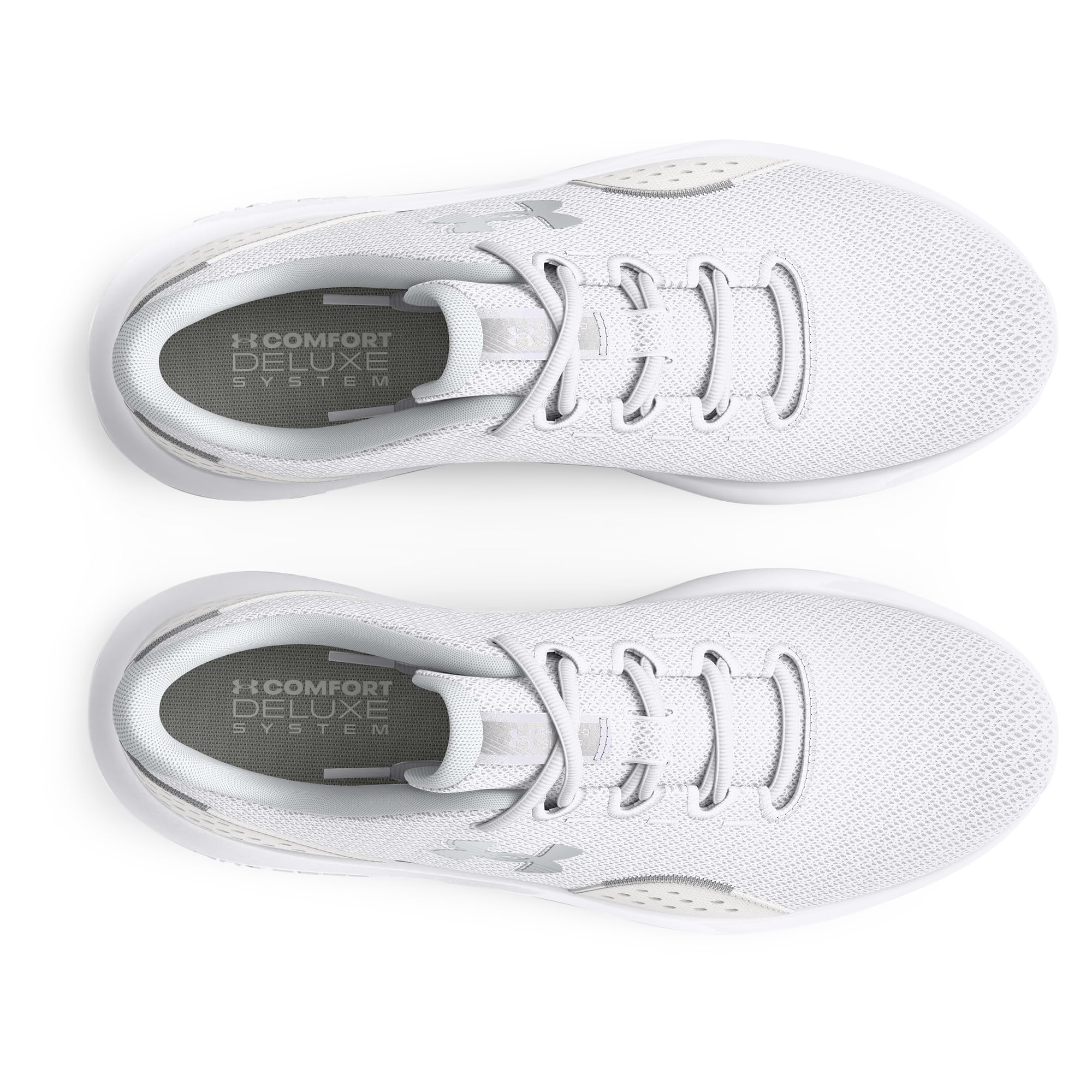 Under Armour Women's Charged Surge 4, (100) White/Distant Gray/Metallic Silver, 8.5, US