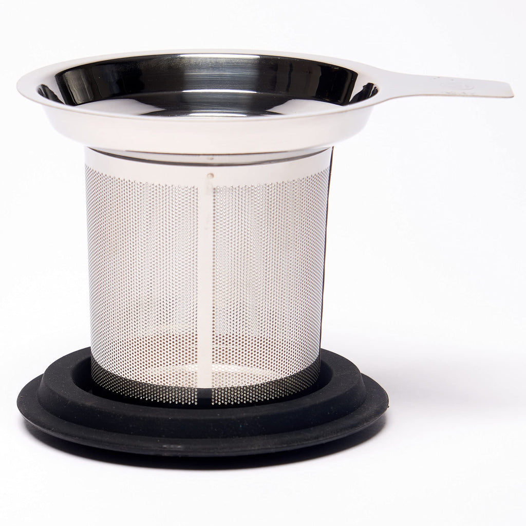 August Uncommon Tea Infuser – 18/8 Stainless Steel Mesh Tea Strainer with Silicone Lid – Extra Fine BPA Free Loose Leaf Tea Filter – Fits Most Mugs and Teapots (L 4.25" x W 4.125" x H 3.5)