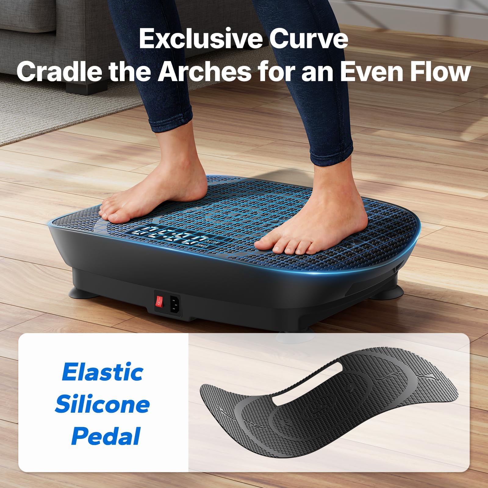 MERACH Vibration Plate Exercise Machine, Curved Vibration Plate for Lymphatic Drainage Weight Loss, Vibrating Plate with Real-Time Calorie Tracking on LED Display, Workout Equipment for Home Women Men
