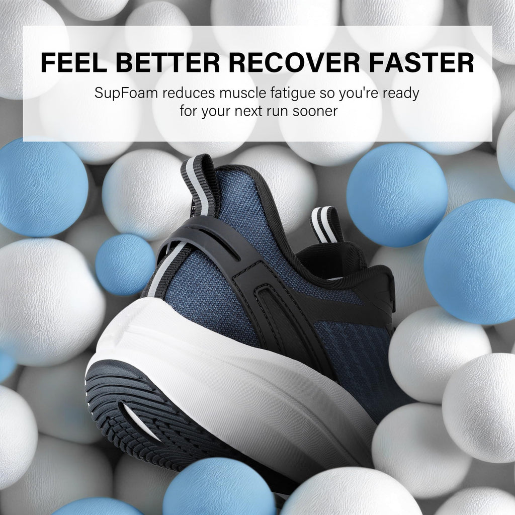 OUTJET Men's Road Running Shoes Lightweight Cushioning Athletic Walking Sneakers - Comfortable Non Slip Jogging Outdoor Gym Workout Tennis Shoes Active5K Black