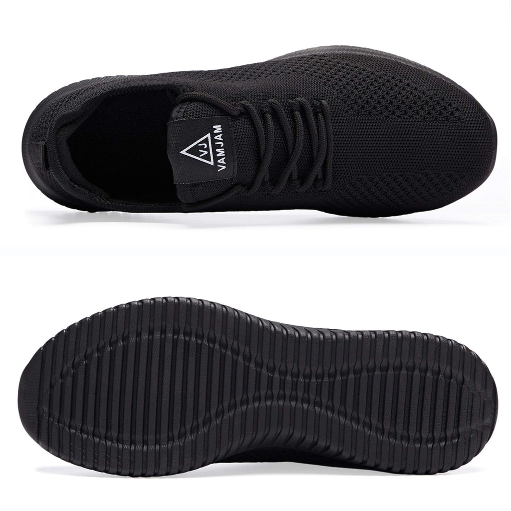 VAMJAM Men's Running Shoes Ultra Lightweight Breathable Walking Shoes Non Slip Athletic Fashion Sneakers Mesh Workout Casual Sports Shoes All Black Size 6.5