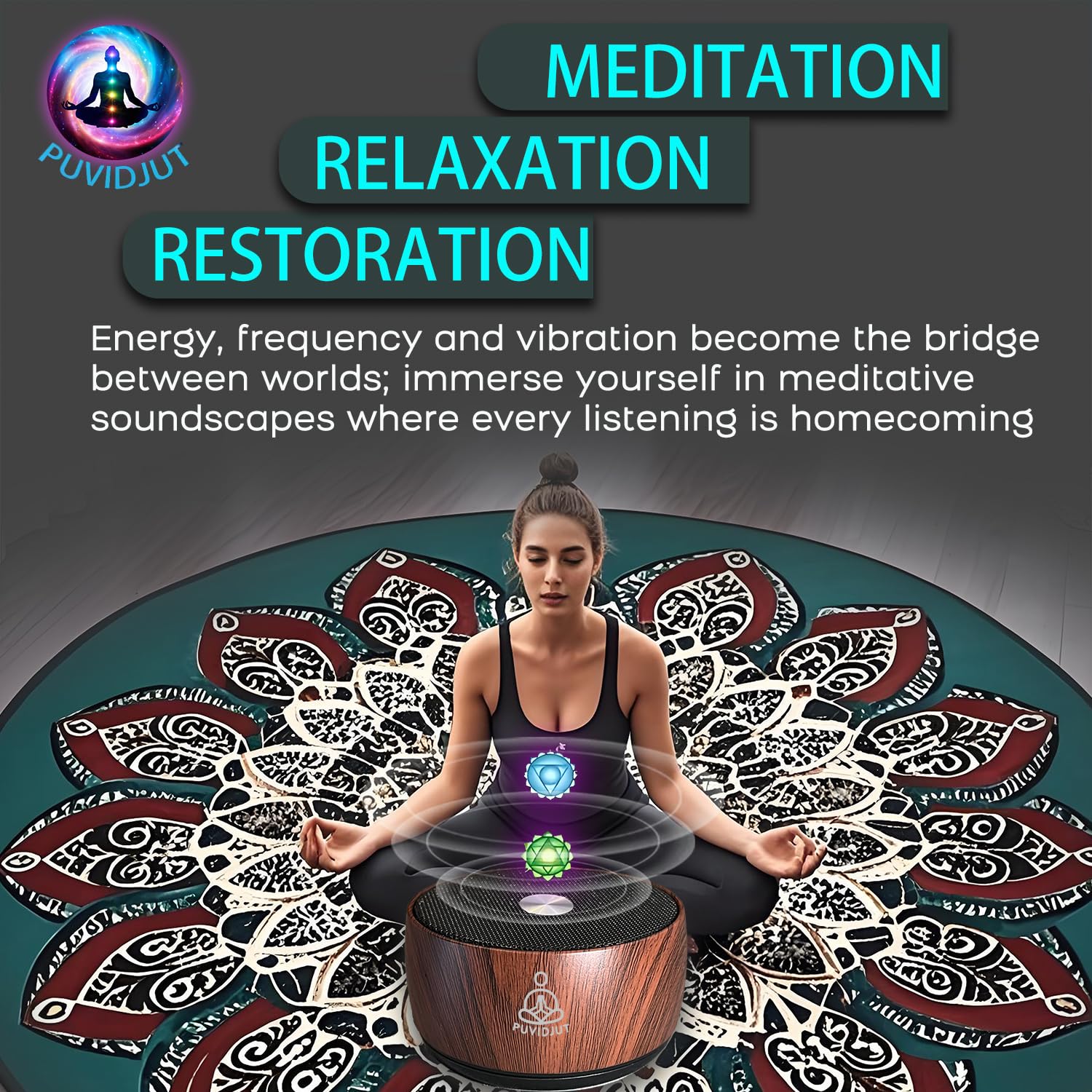 PUVIDJUT Sound Frequency Machine,Meditation Generator Instrument,Tone Device Tools - Solfeggio Frequencies Bath for Yoga, Mindfulness, Vibration System of Chakra Balancing, 5 Tones, 3 Timers