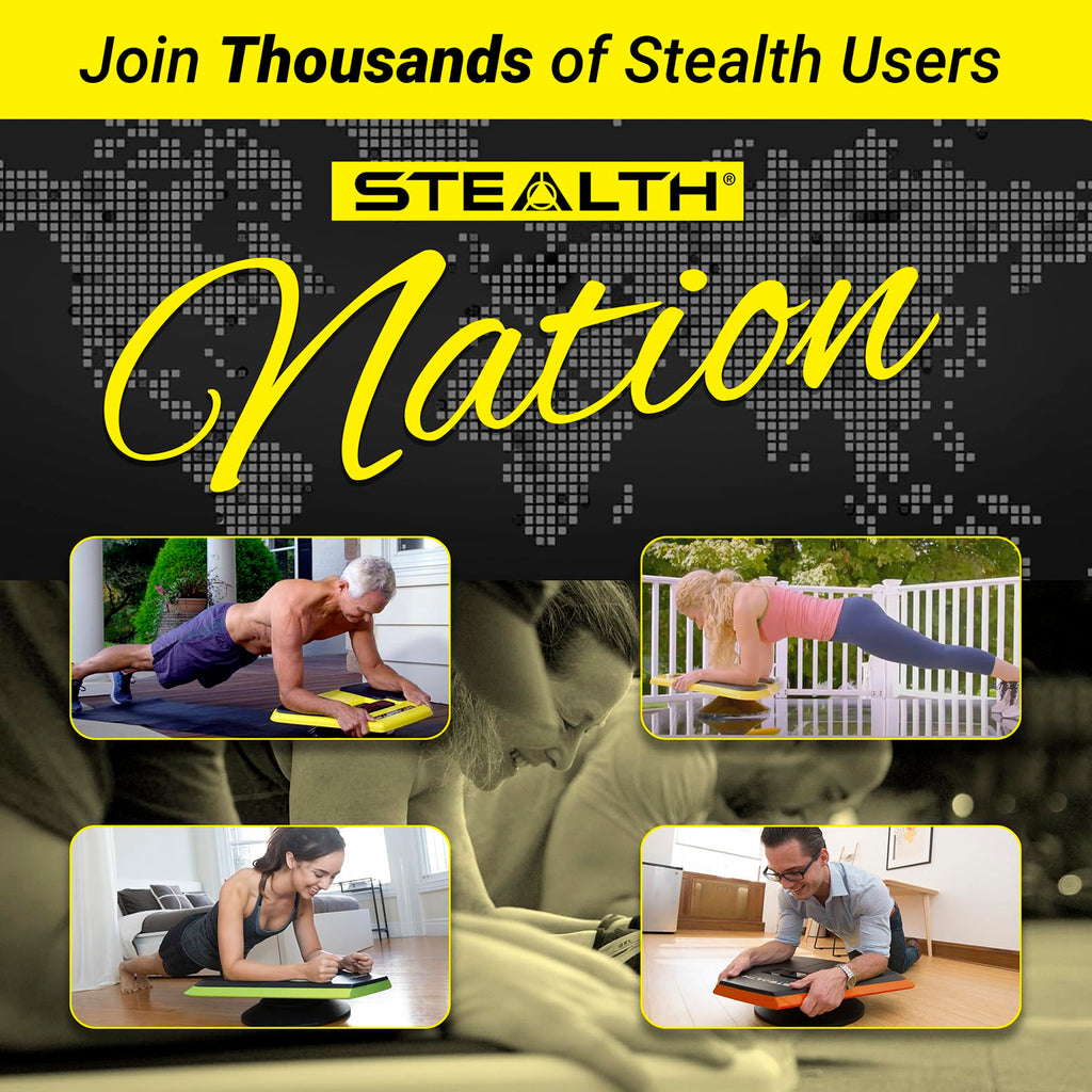 Stealth Abs + Plank Core Trainer - Get Strong Sexy Abs and Lean Core Playing Games On Your Phone, Free iOS/Android App, 4 Free Mobile Games Included, Dynamic Training, Only 3 Minutes a Day (Yellow)