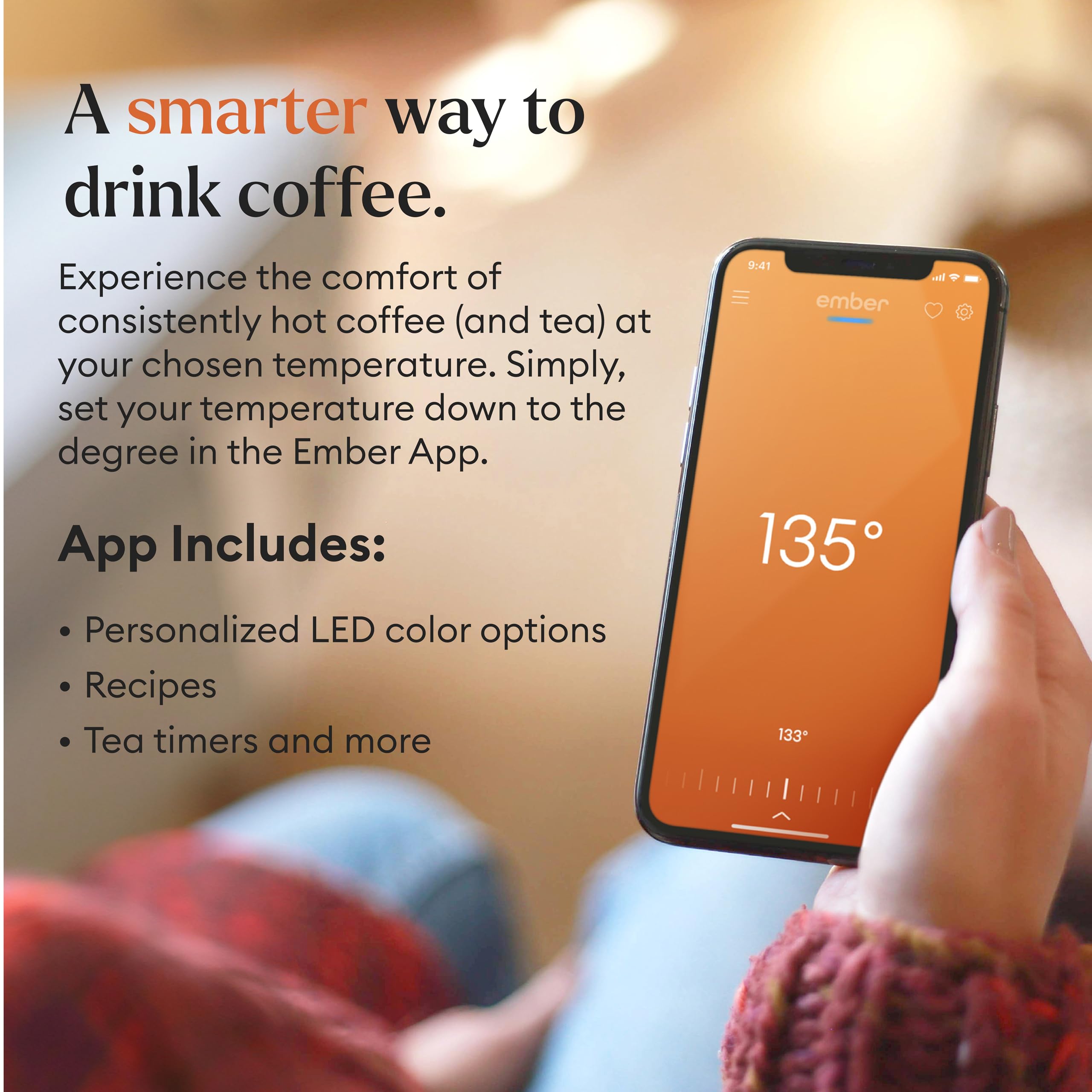 Ember Temperature Control 14oz Smart Mug 2, App-Controlled and Rechargeable Heated Coffee Cup Warmer with Intelligent LED Display, Lavender.