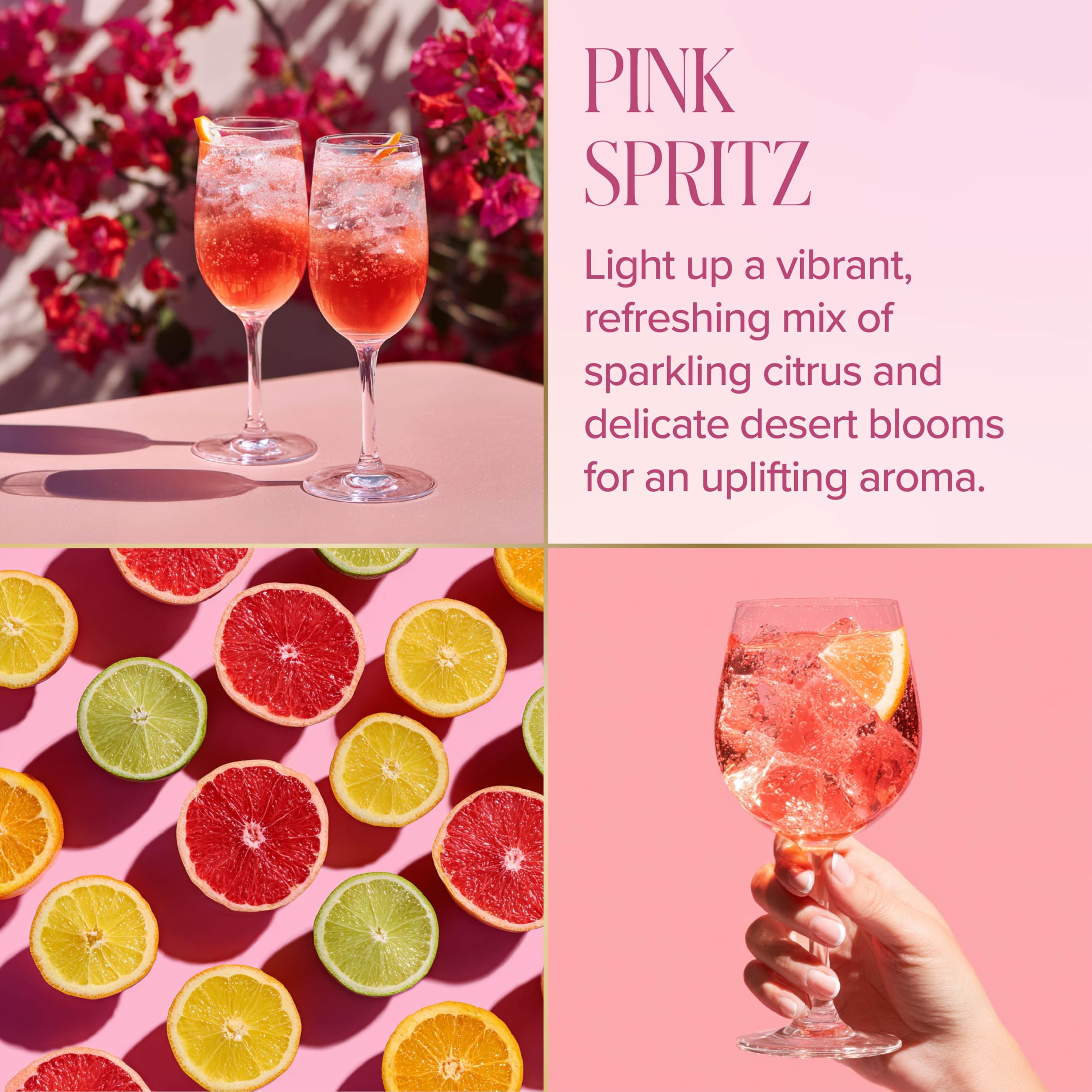 Paris Hilton Pink Spritz Scented Candle, Pink Ribbed Glass Vessel with Faceted Diamond Detail, Premium Plant Wax Blend, 4-Wicks, 40-Ounce
