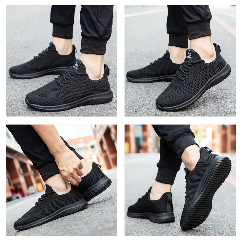 VAMJAM Men's Running Shoes Ultra Lightweight Breathable Walking Shoes Non Slip Athletic Fashion Sneakers Mesh Workout Casual Sports Shoes All Black Size 6.5