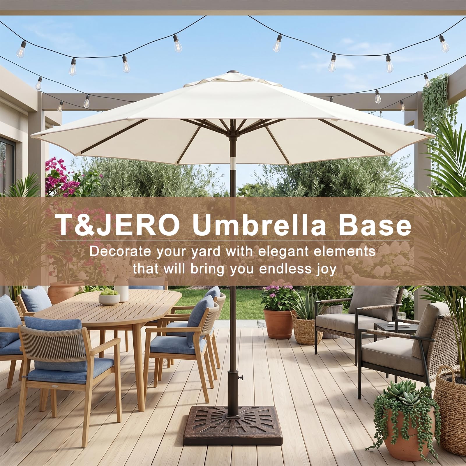 T&Jero 42 lb Square Heavy Duty Patio Market Table Umbrella Base Stand Weight for Outdoor, Bronze