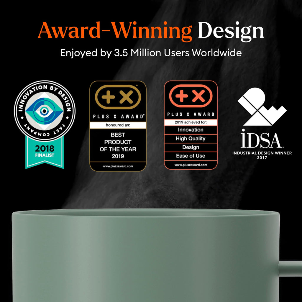 Ember Temperature Control 14oz Smart Mug 2, App-Controlled and Rechargeable Heated Coffee Cup Warmer with Intelligent LED Display, Sage Green.