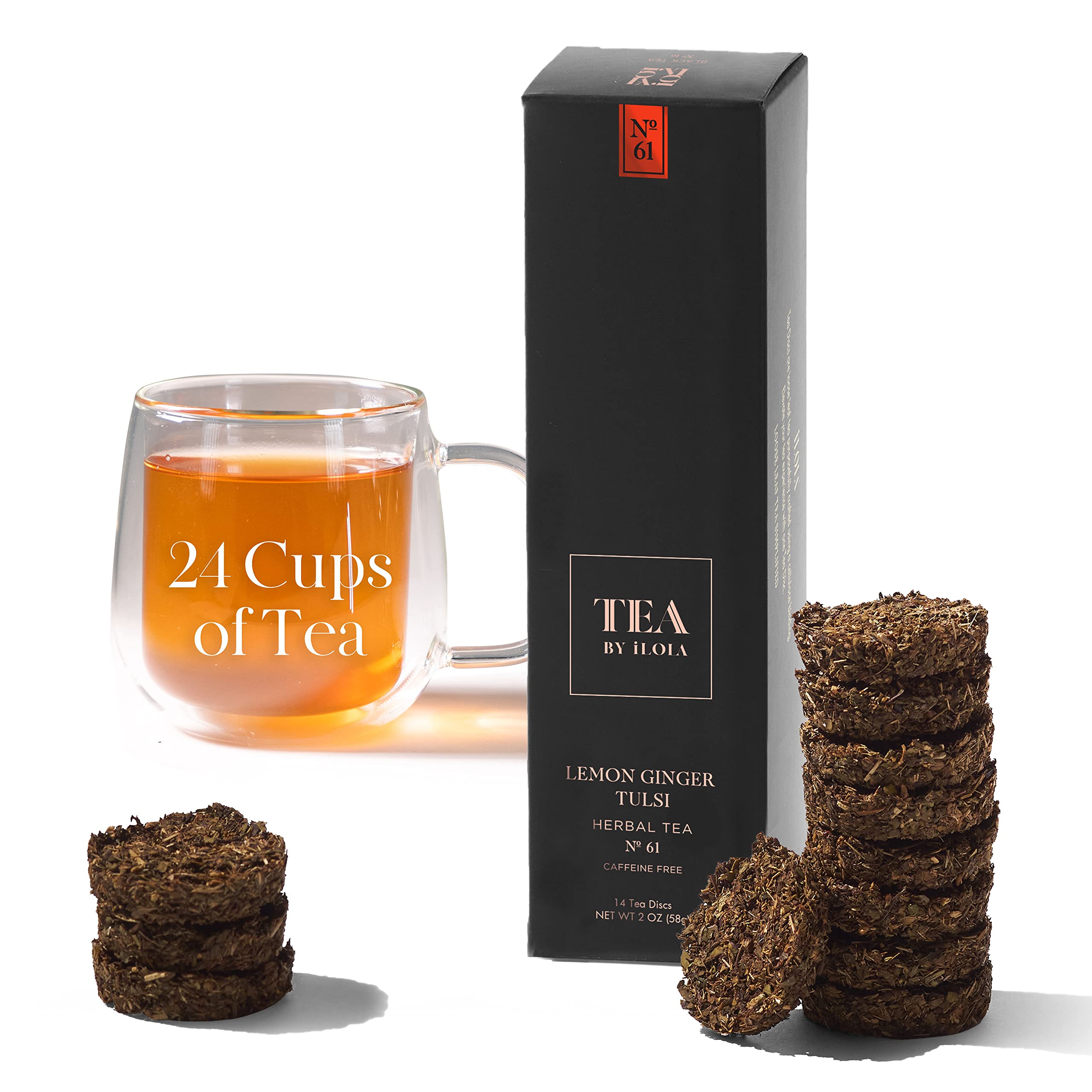 iLOLA Loose Leaf Tea Discs Lemon Ginger Tulsi No. 61 | Oprah’s Favorite Things 2022 | Herbal Tea w/Holy Basil, Lemongrass, Ginger, Lemon | Caffeine Free| No Tea Bag Needed | 14 Individual Discs
