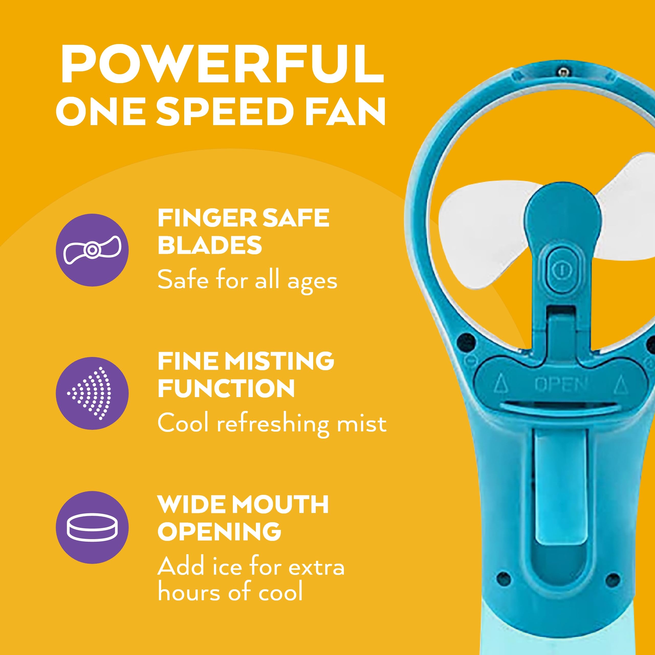 O2COOL Elite Battery Powered Handheld Water Misting Fan (Teal)
