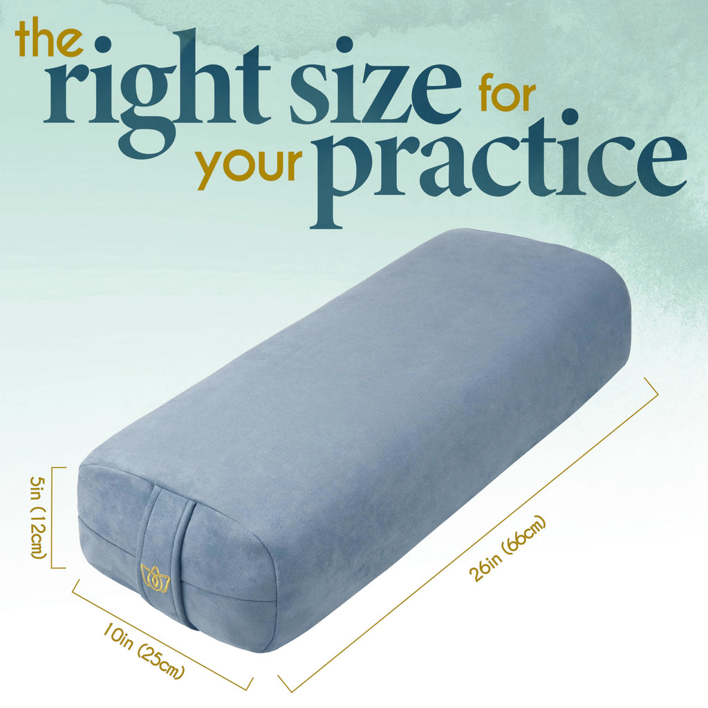 Florensi Yoga Bolster Pillow - Luxurious Velvet Bolster for Restorative Yoga - Large Rectangular Cushion with Carry Handle - Supportive Meditation Cushion - Machine Washable Cover and Carry Handle