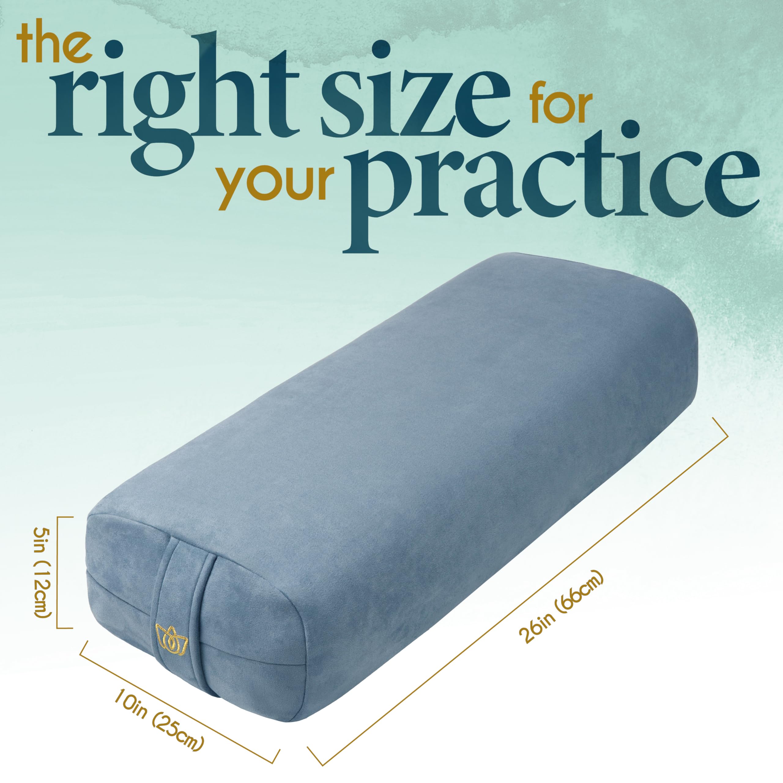 Florensi Yoga Bolster Pillow - Luxurious Velvet Bolster for Restorative Yoga - Large Rectangular Cushion with Carry Handle - Supportive Meditation Cushion - Machine Washable Cover and Carry Handle