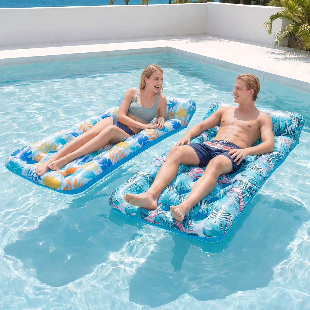 Stonful 2 Pack Inflatable Pool Float Mat, Giant Pool Floats Adult Size with Headrest, Lake Float Raft Water Lounger, Multi-Purpose Swimming Pool Floats for Pool Party, Summertime Beach, Outdoor