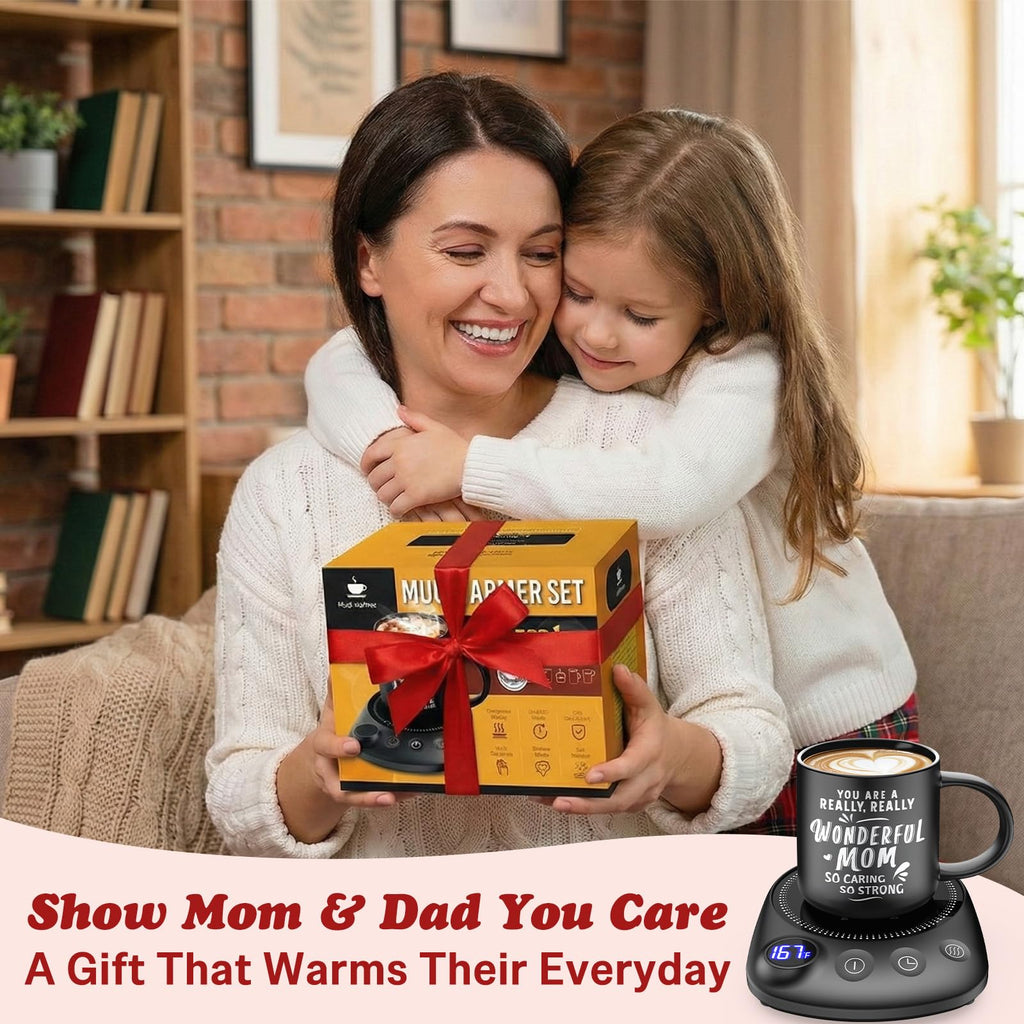 KitchekShop Coffee Mug Warmer - Fastest Heating & Highest Temperature, Coffee Cup Warmer for Desk Auto Shut Off, 4 Temp Settings & 1-12H Timer, Smart Electric Beverage Warmer for Coffee (Glossy Black)