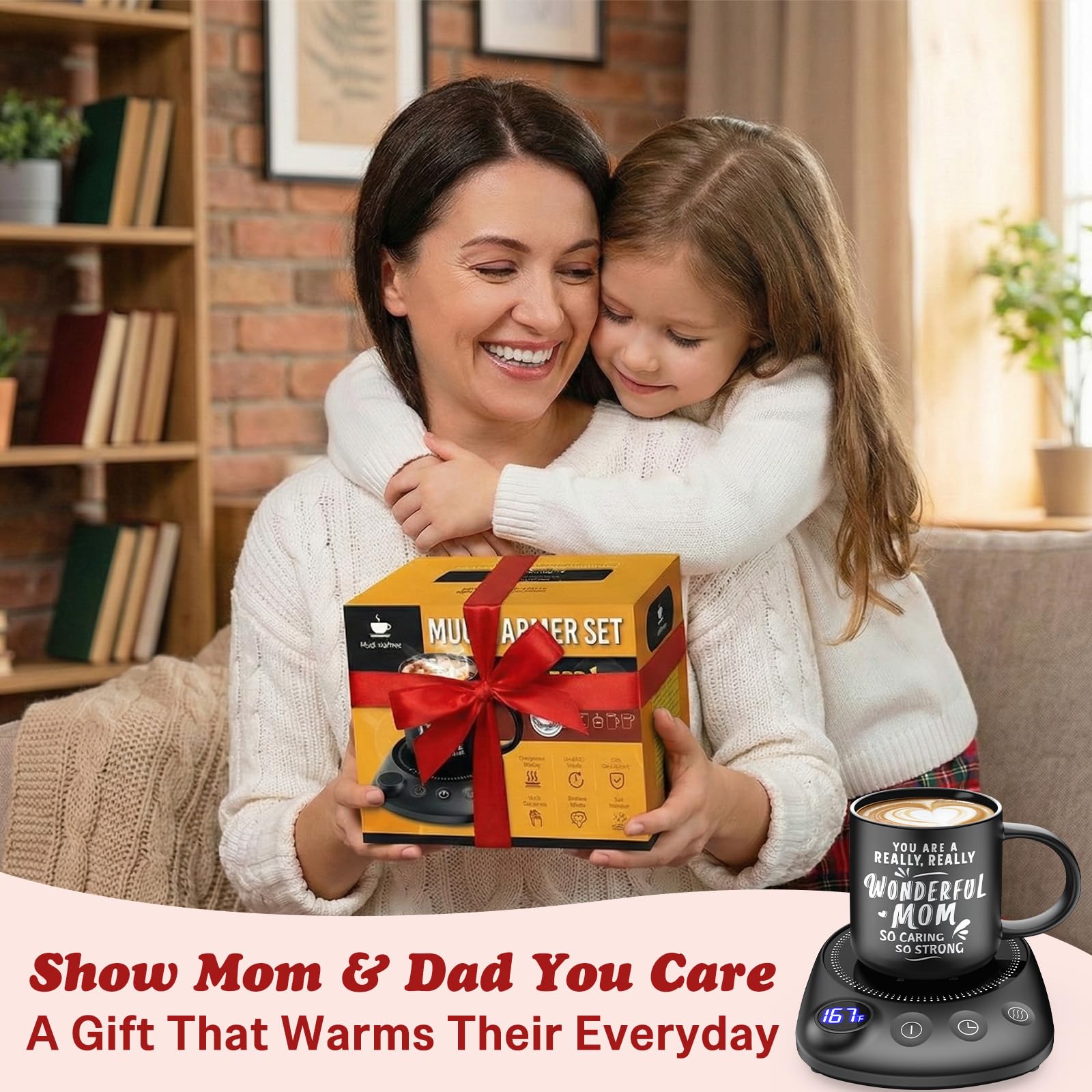KitchekShop Coffee Mug Warmer - Fastest Heating & Highest Temperature, Coffee Cup Warmer for Desk Auto Shut Off, 4 Temp Settings & 1-12H Timer, Smart Electric Beverage Warmer for Coffee (Glossy Black)