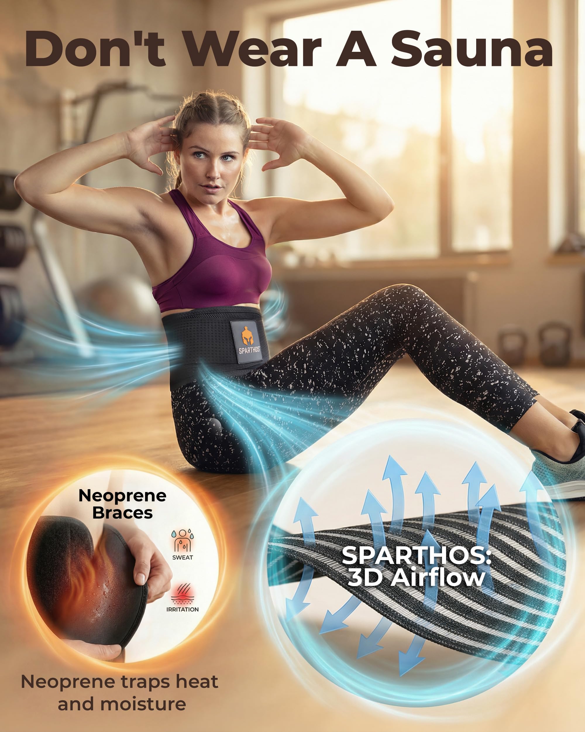 Sparthos Back Brace for Lower Back Pain - Immediate Relief from Sciatica, Herniated Disc, Scoliosis - Breathable + Lumbar Support Pad - For Men & Women - Fits 44–52″ Waist (Large, Check Size Chart)