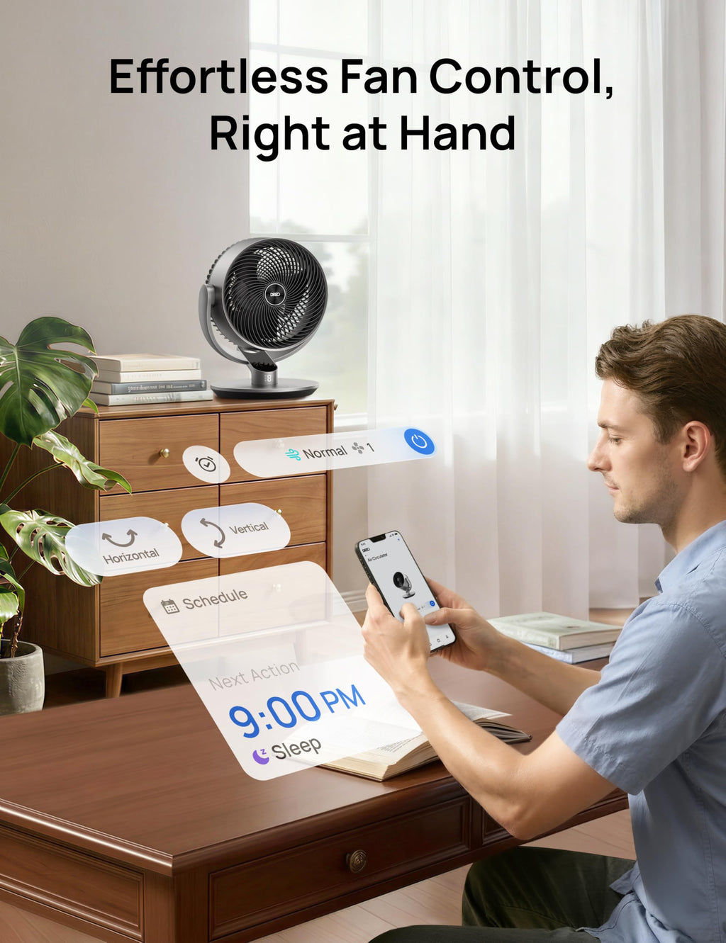 Dreo 16 Inch 25dB Quiet Smart Fans for Bedroom, DC Room Fan with Remote, 120°+120° Oscillating Fan, 6 Modes, 9 Speeds, 12H Timer,Works Alexa/Google/WiFi/Voice Control, Silver, Oversize (DR-HAF004S)