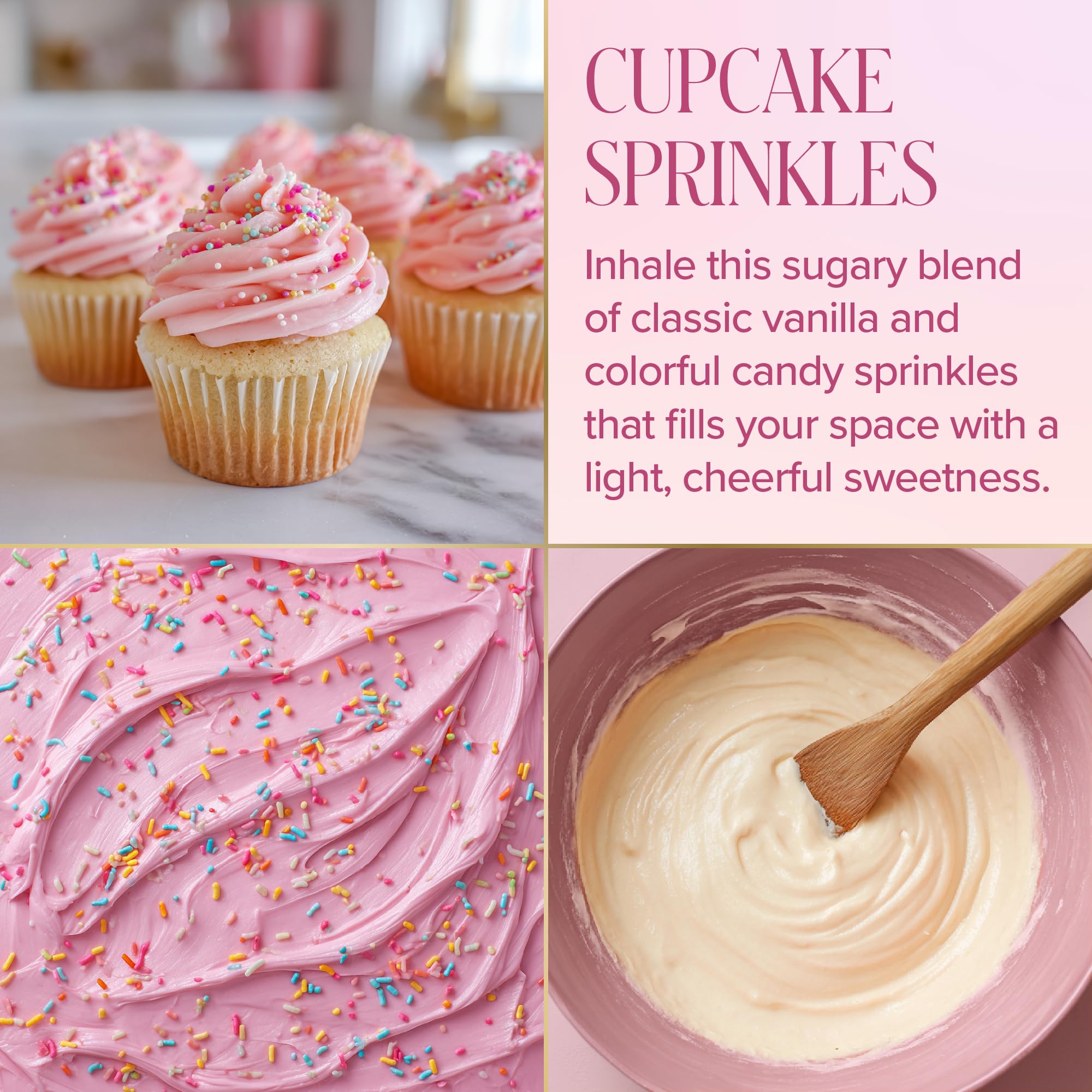 Paris Hilton Cupcake Sprinkles Scented Candle, Pink Ceramic Vessel with Embossed Bow Detail, Premium Plant Wax Blend, Cotton Wick, 22-Ounce
