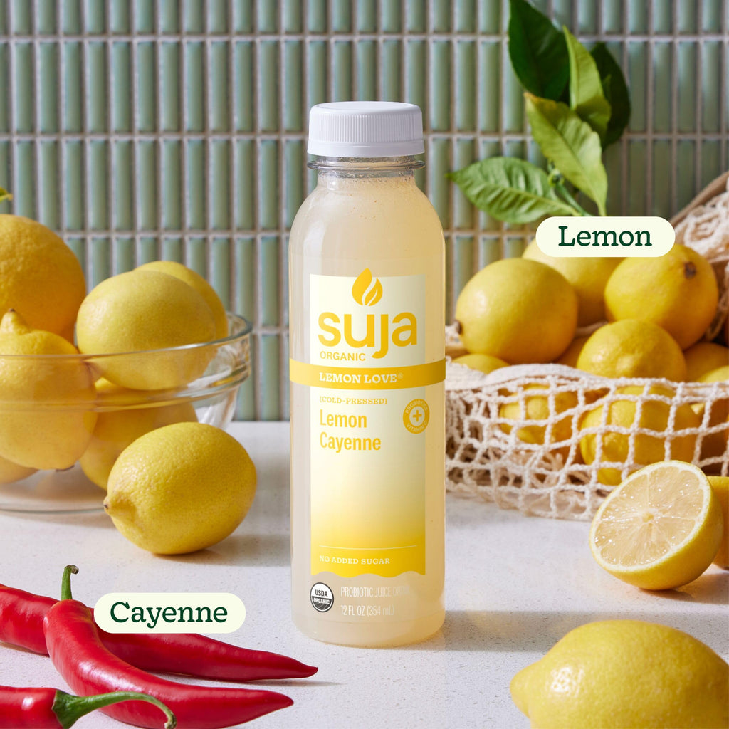 Suja Organic Cold-Pressed Lemon Love, Lemon Juice with No Additives, Excellent Source of Vitamin C for Immunity Support, Vegan, Plant-Based & USDA Certified (12 Fl Oz)